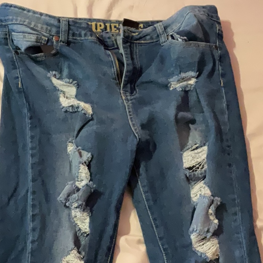 VIP Distressed Denim Skinny Jeans